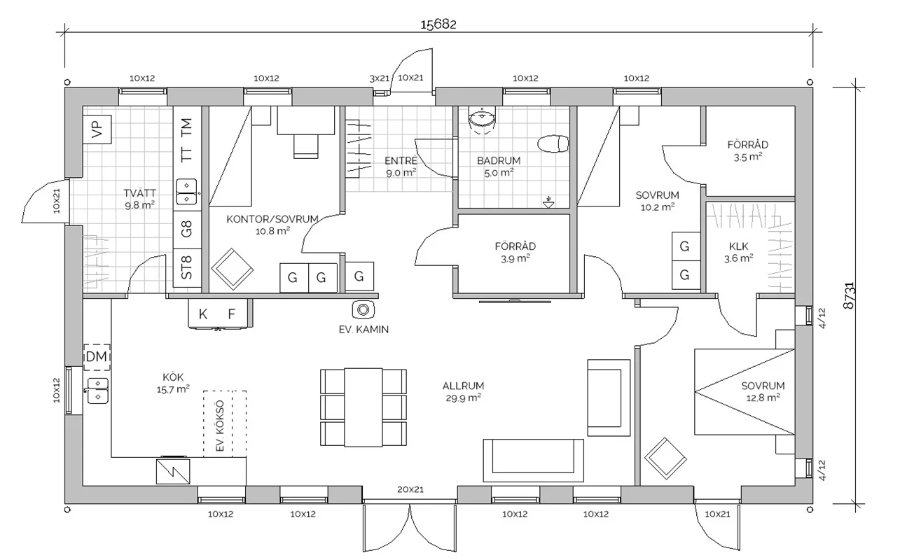 Planritning Villa Bovik